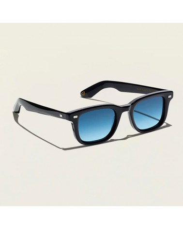 The Klutz Sun in Black with Denim Blue Custom made tints 3q view